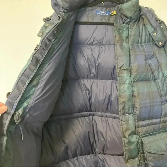 NWOT Polo by Ralph Lauren tartan down long jacket with hood - Picture 6 of 16